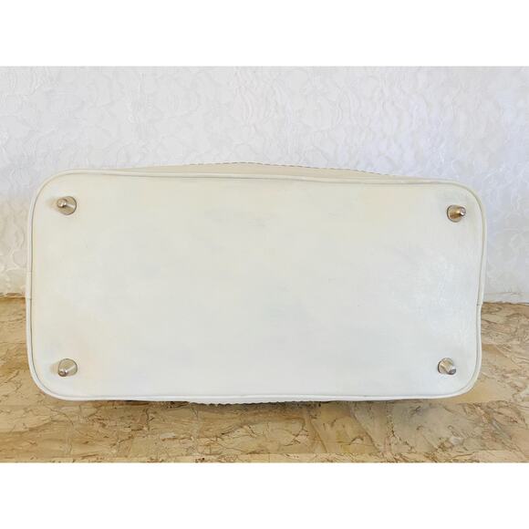 Vtg Coach Hampton convertible leather/Canvas white/lime shoulder bag Bag F11345 - Picture 6 of 10